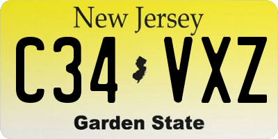 NJ license plate C34VXZ