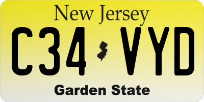NJ license plate C34VYD