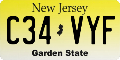 NJ license plate C34VYF