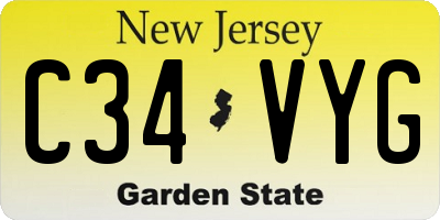NJ license plate C34VYG