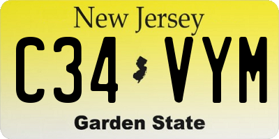 NJ license plate C34VYM