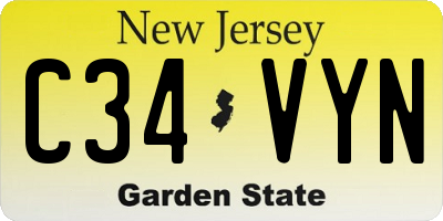 NJ license plate C34VYN