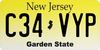 NJ license plate C34VYP