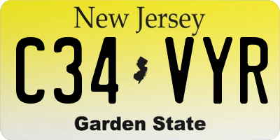 NJ license plate C34VYR