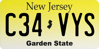 NJ license plate C34VYS