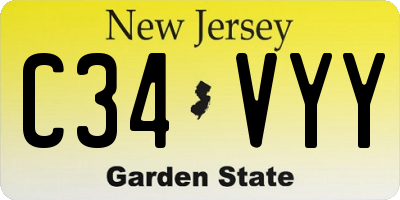 NJ license plate C34VYY