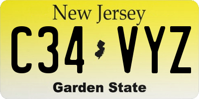 NJ license plate C34VYZ