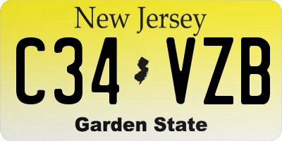 NJ license plate C34VZB