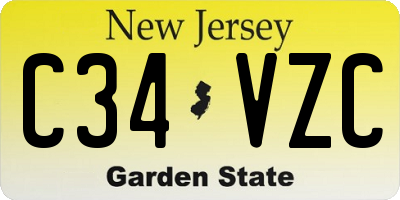 NJ license plate C34VZC