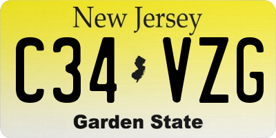 NJ license plate C34VZG