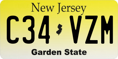 NJ license plate C34VZM