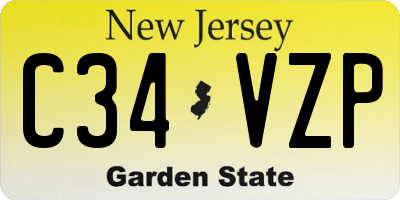 NJ license plate C34VZP
