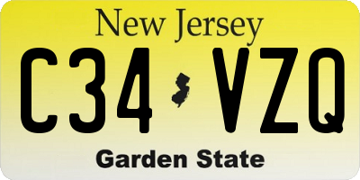 NJ license plate C34VZQ