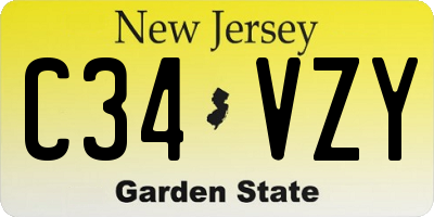 NJ license plate C34VZY