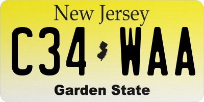 NJ license plate C34WAA