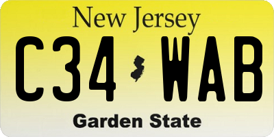NJ license plate C34WAB