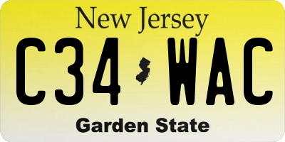 NJ license plate C34WAC