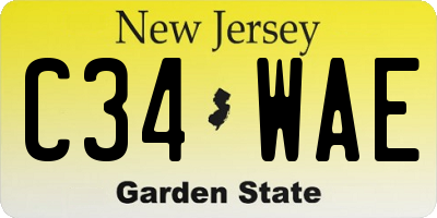 NJ license plate C34WAE