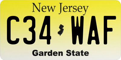 NJ license plate C34WAF