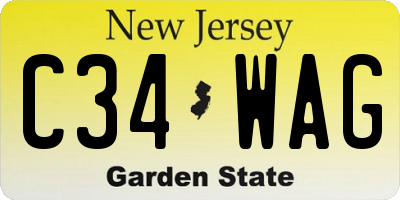 NJ license plate C34WAG