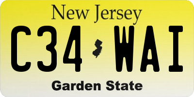 NJ license plate C34WAI