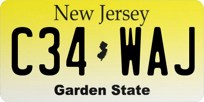 NJ license plate C34WAJ