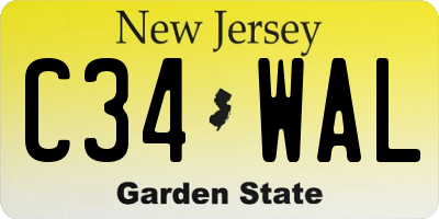 NJ license plate C34WAL