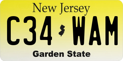 NJ license plate C34WAM