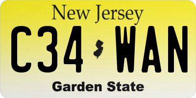 NJ license plate C34WAN