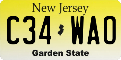 NJ license plate C34WAO