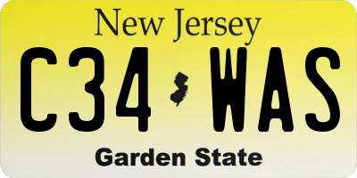 NJ license plate C34WAS