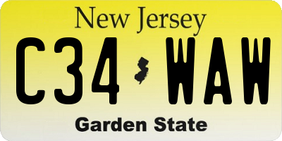 NJ license plate C34WAW