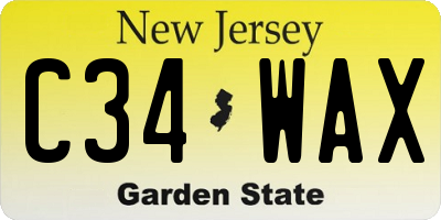 NJ license plate C34WAX
