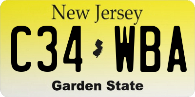 NJ license plate C34WBA