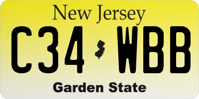 NJ license plate C34WBB