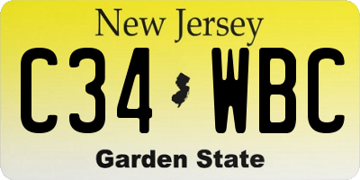 NJ license plate C34WBC