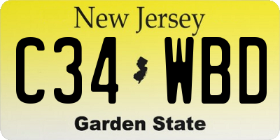 NJ license plate C34WBD