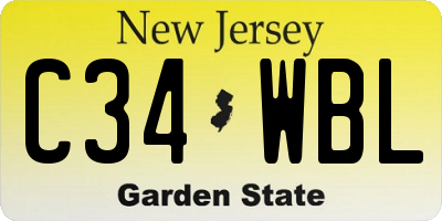 NJ license plate C34WBL