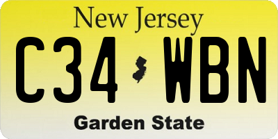 NJ license plate C34WBN