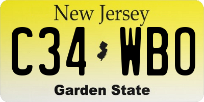 NJ license plate C34WBO