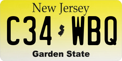 NJ license plate C34WBQ