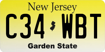 NJ license plate C34WBT