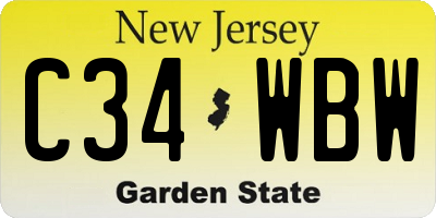 NJ license plate C34WBW
