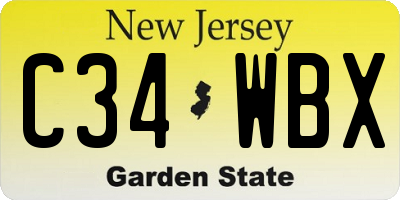NJ license plate C34WBX