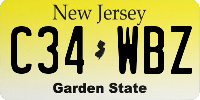 NJ license plate C34WBZ
