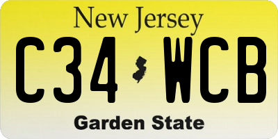 NJ license plate C34WCB