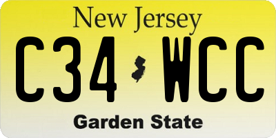 NJ license plate C34WCC