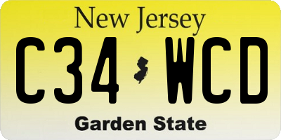 NJ license plate C34WCD