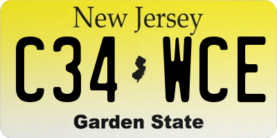 NJ license plate C34WCE