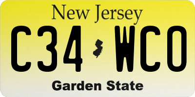 NJ license plate C34WCO